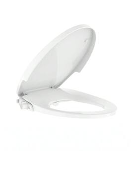 Jojoka - 17 Inch Round Non-Electric Bidet Toilet Seat, Dual Nozzle, Soft Close Lid, Feminine Hygiene, Easy Install - White