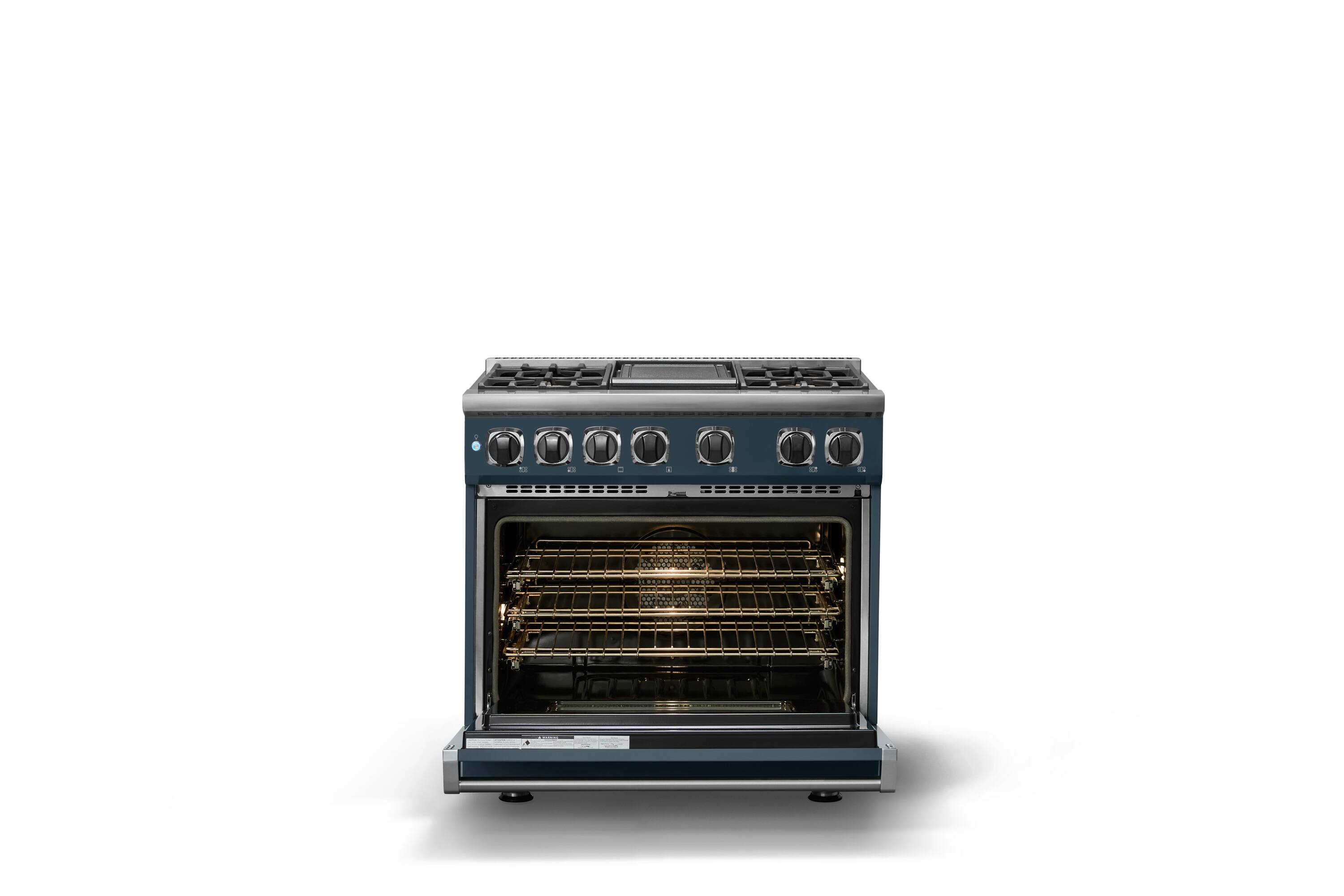 Alt View 2. Viking - 36 in. Wide 4 Burner Dual Fuel Sealed Burner Range with Griddle - Squall.