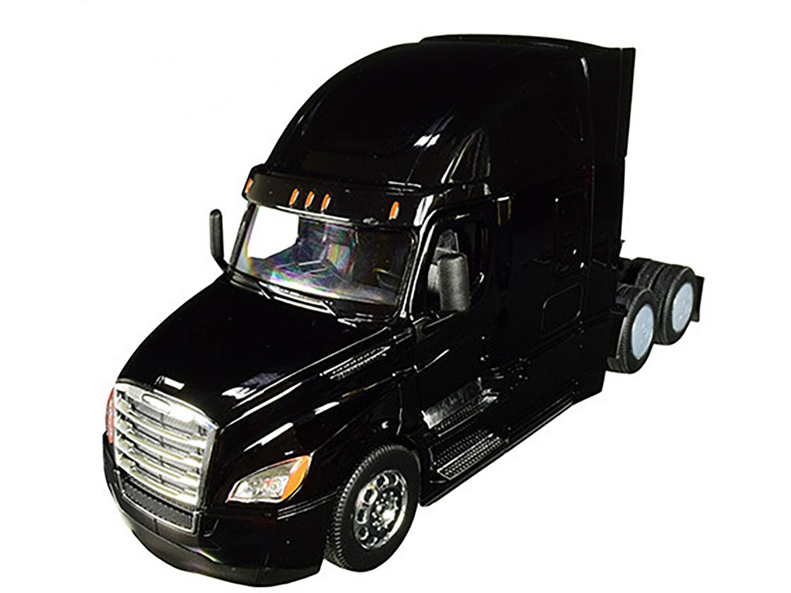 Angle. Welly - Freightliner Cascadia Truck Black "Transporter" 1/32 Diecast Model by Welly - Black.