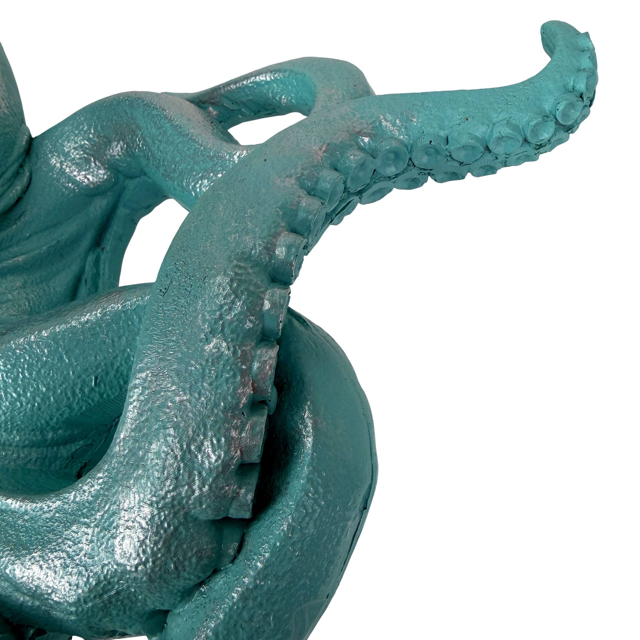 Alt View 2. Fancy That - Octopus Wall Sculpture Aqua Coastal Nautical Resin Plaque 13.5 In - Aqua.