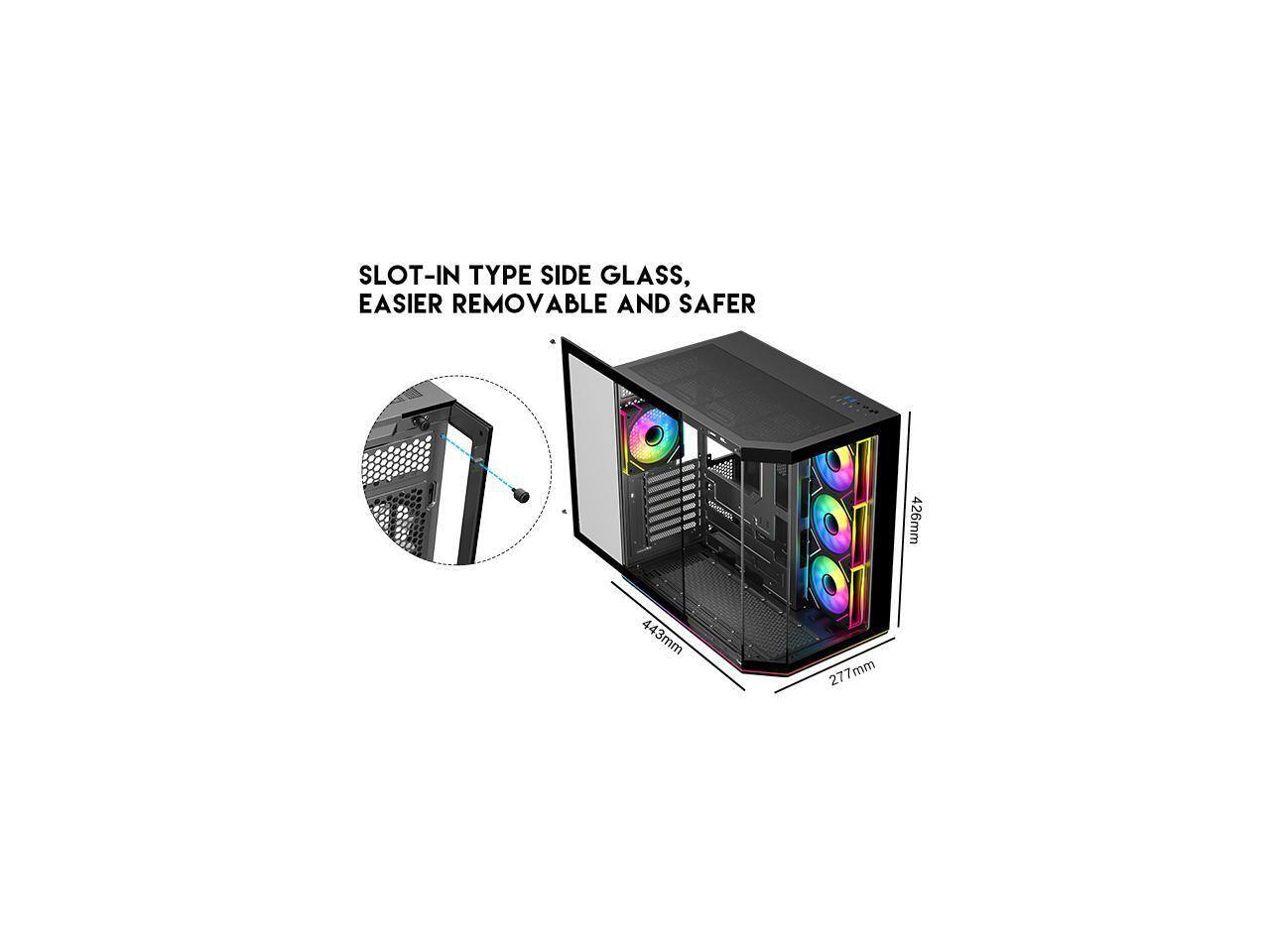 SLOT-IN TYPE SIDE GLASS, EASIER REMOVABLE AND SAFER  
426mm 443mm 277mm