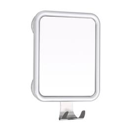 Dazzed Corner - Fogless Shower Mirror with 4 Suction Cups, Anti-Fog Shaving Mirror with Razor Holder - Silver