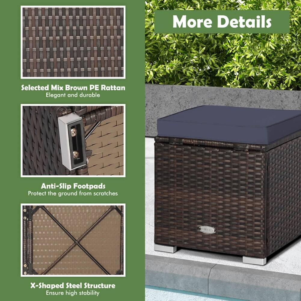 More Details

Selected Mix Brown PE Rattan  
Elegant and durable

Anti-Slip Footpads  
Protect the ground from scratches

X-Shaped Steel Structure  
Ensure high stability