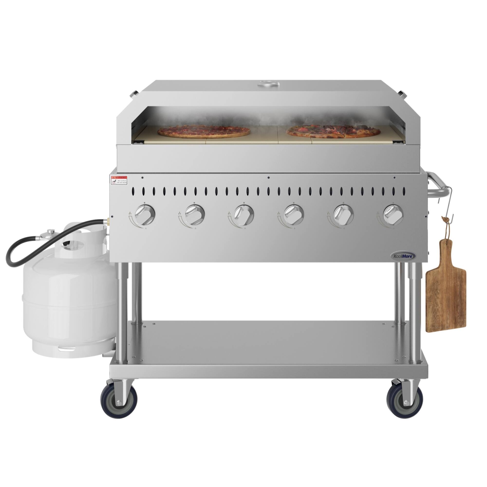 Koolmore - 48 in. Commercial Outdoor Propane Gas Grill With Pizza Oven, ETL Listed in Stainless-Steel (CGKIT4-48P) - Stainless Steel