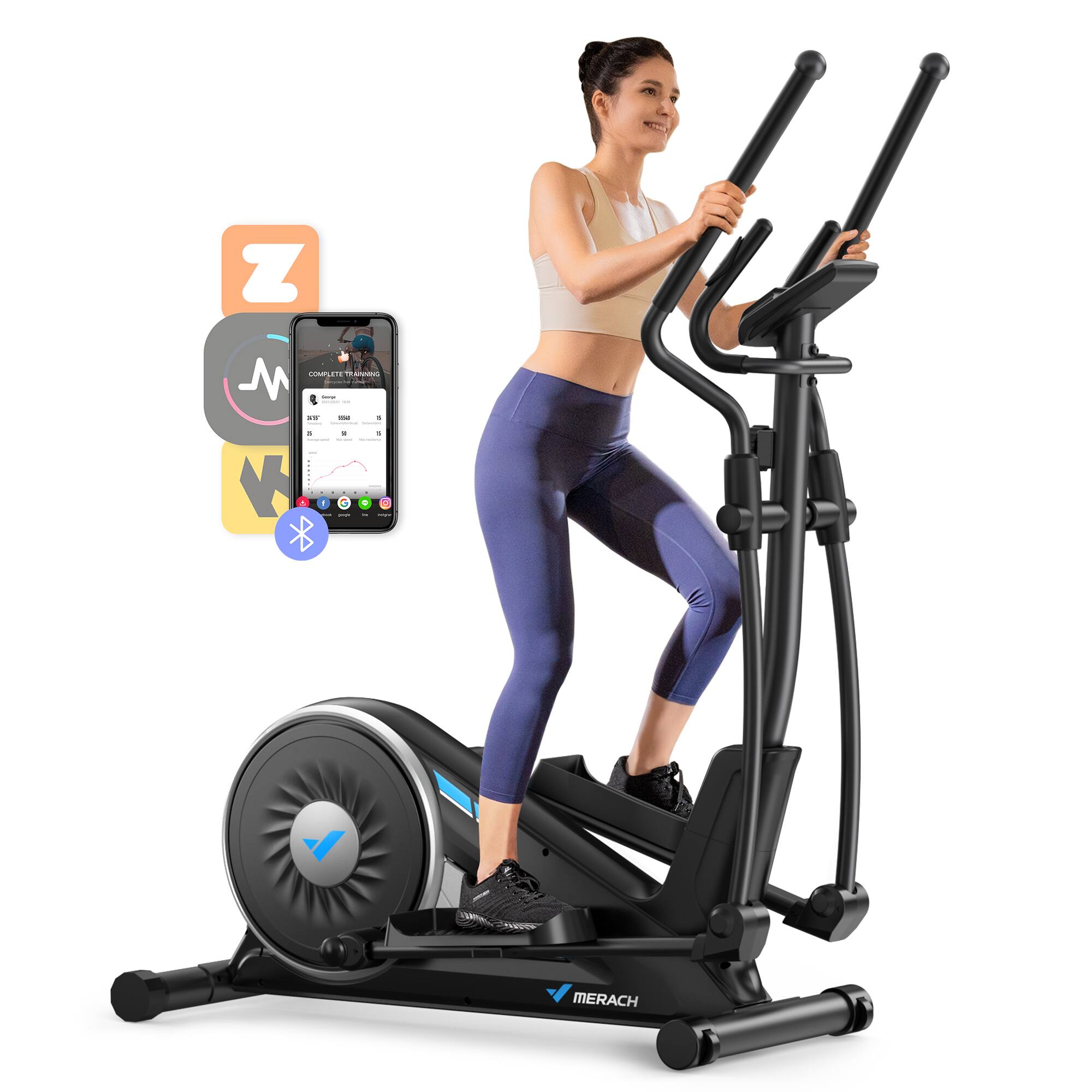 Angle. MERACH - MERACH E09 Elliptical Trainer Exercise Machine 16 Adjustable Workout Levels Silent Magnetic Resistance Fitness Equipment - Black.