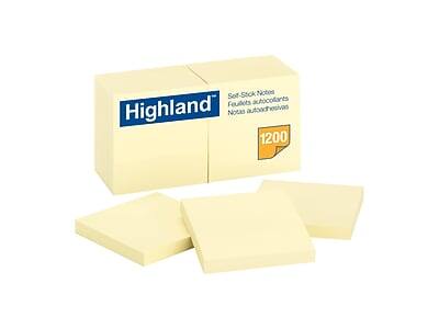 Highland - Notes, 3" x 3", 100 Sheet/Pad, 12 Pads/Pack (MMM6549YW) - Yellow