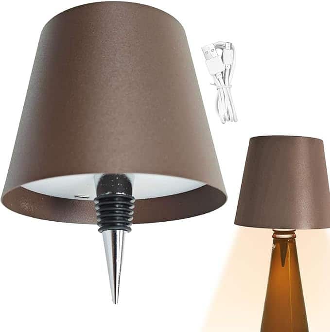 YONWAY - Wine Bottle Lamp, Rechargeable RGB Touch Control Table Lamp, 3 Color Light Dimming Wine Bottle Light for Home Bar