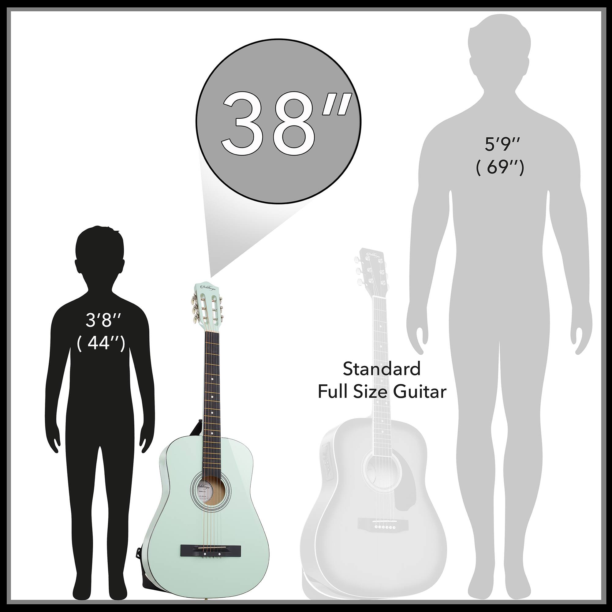 38"  
5'9" (69")  
3'8" (44")  
Standard Full Size Guitar