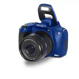 Minolta - 64 Mega Pixels Auto Focus Digital Camera with 10x Optical Zoom, 4K Ultra HD Video and Macro Shooting - Blue