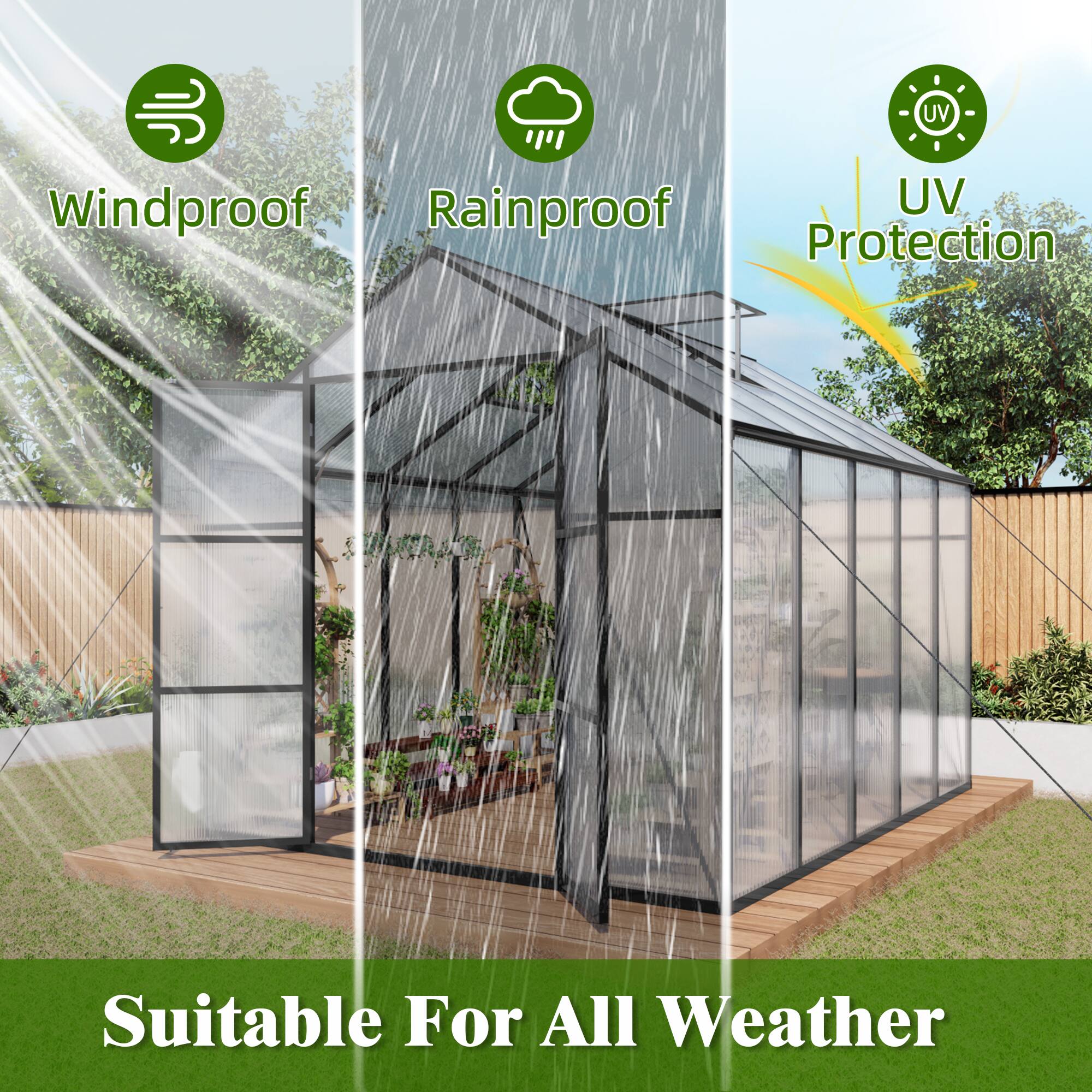 UV Protection  
Windproof  
Rainproof  
Suitable For All Weather