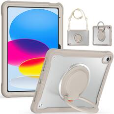 Front. Dteck - Crossbody Strap Hybrid Rugged Case Shockproof 360° Rotating Stand Cover For Apple iPad (A16) 11" 2025/iPad 10th 2022 - Khaki.