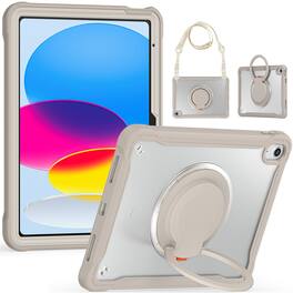 Dteck - Crossbody Strap Hybrid Rugged Case Shockproof 360° Rotating Stand Cover For Apple iPad (A16) 11" 2025/iPad 10th 2022 - Khaki