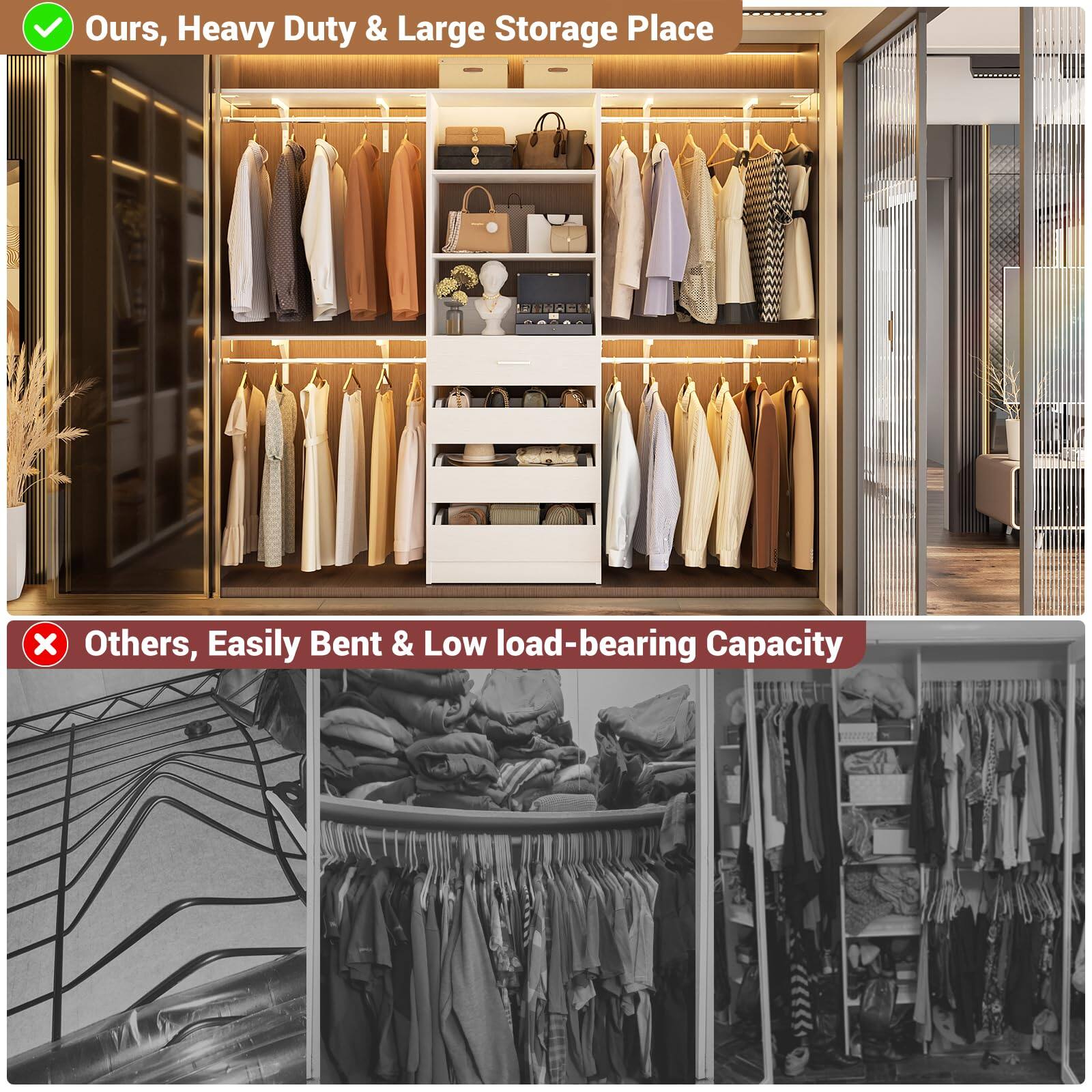 Ours, Heavy Duty & Large Storage Place

Others, Easily Bent & Low load-bearing Capacity