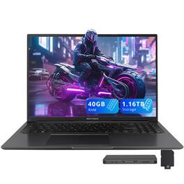 ASUS - Vivobook 16" WUXGA Laptop,Intel i7-1355U,40GB RAM,1TB SSD+160GB Docking Station,Iris Xe Graphics,Win 11 - Black