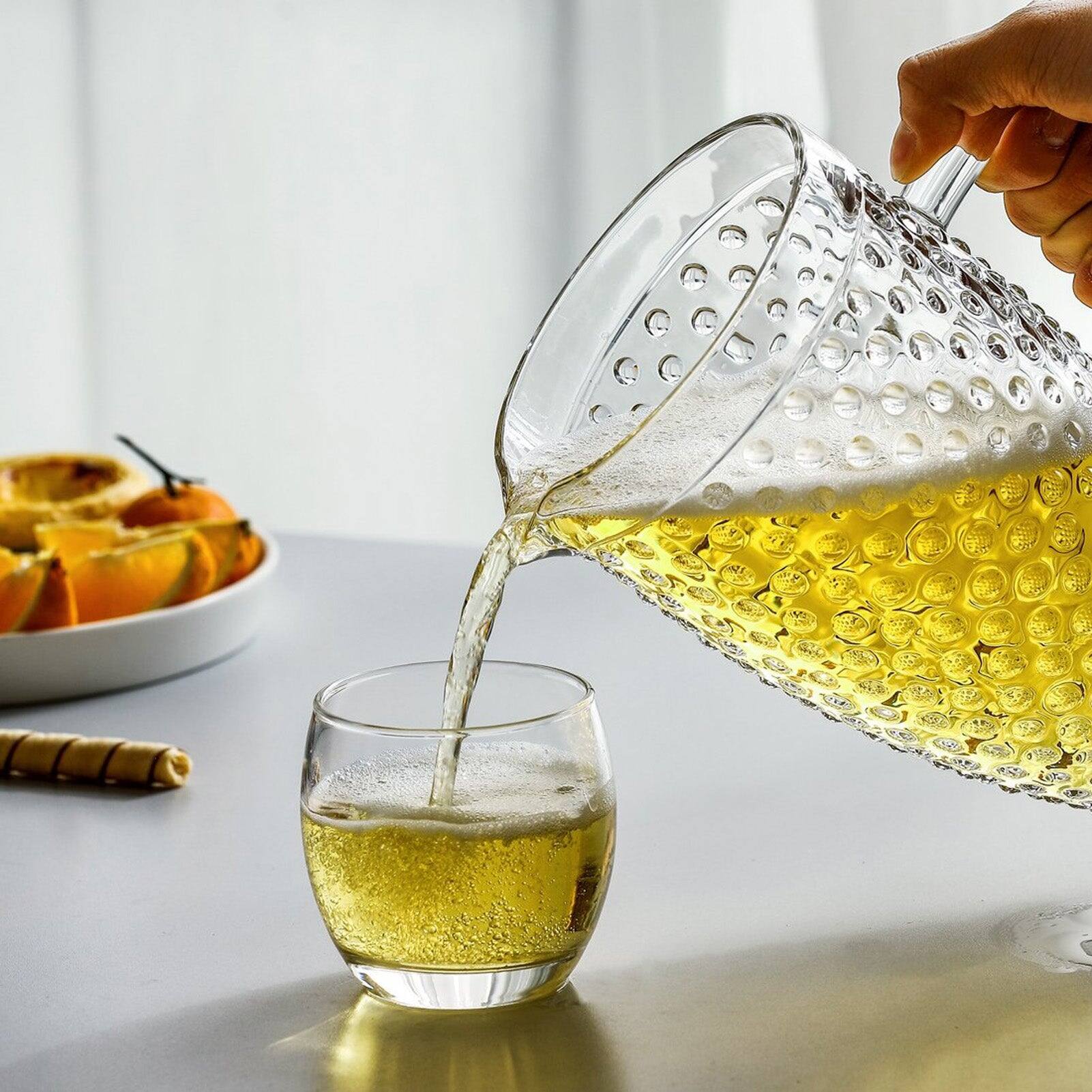 Left. BreeBe - Hobnail Collection Pitcher Glass 58.1 oz. - Clear.