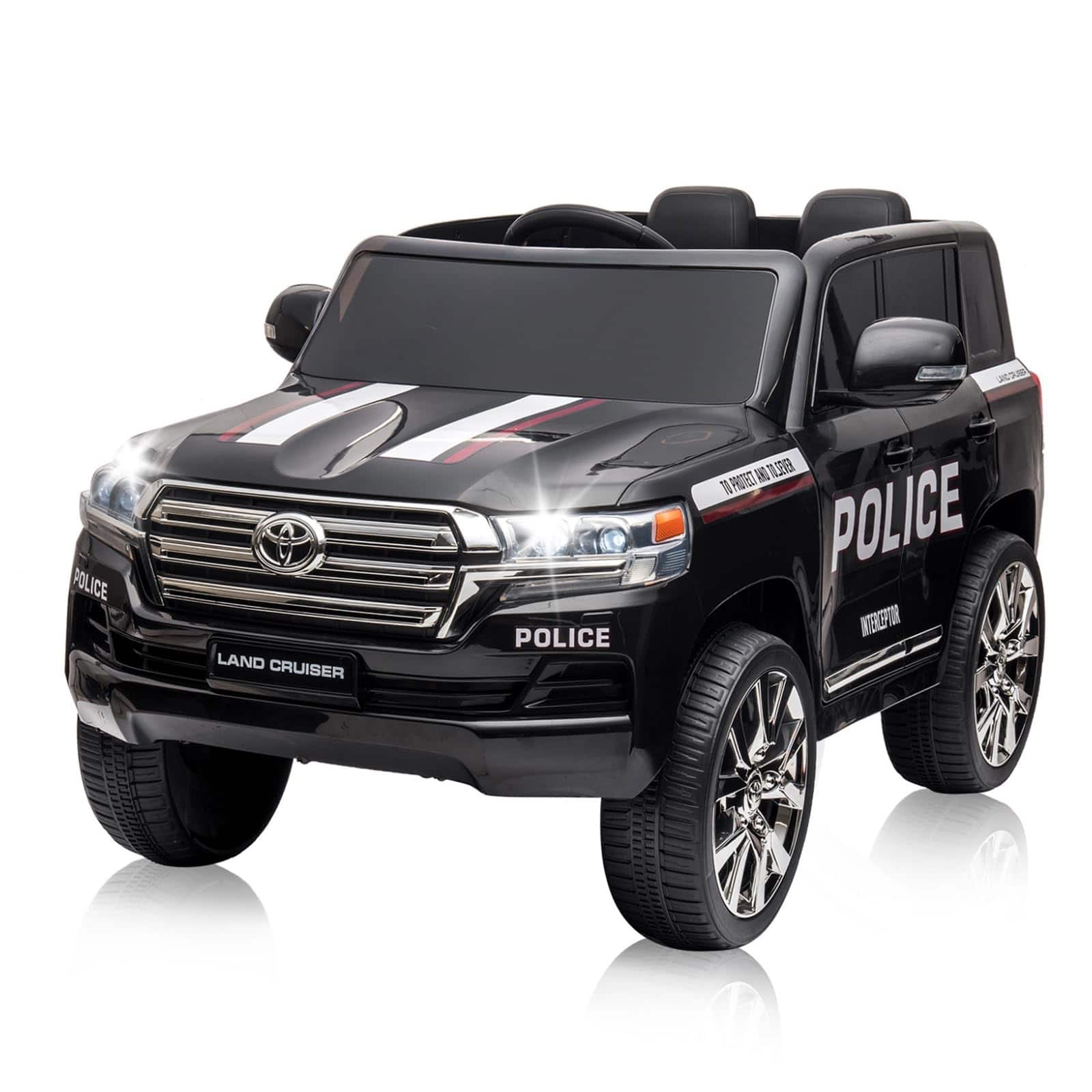 Qeetex - Licensed Toyota Land Cruiser 12V Kids Ride-On Car Truck, 2-Seater, 3 Speeds, Remote Control, LED Lights, Music & Horn