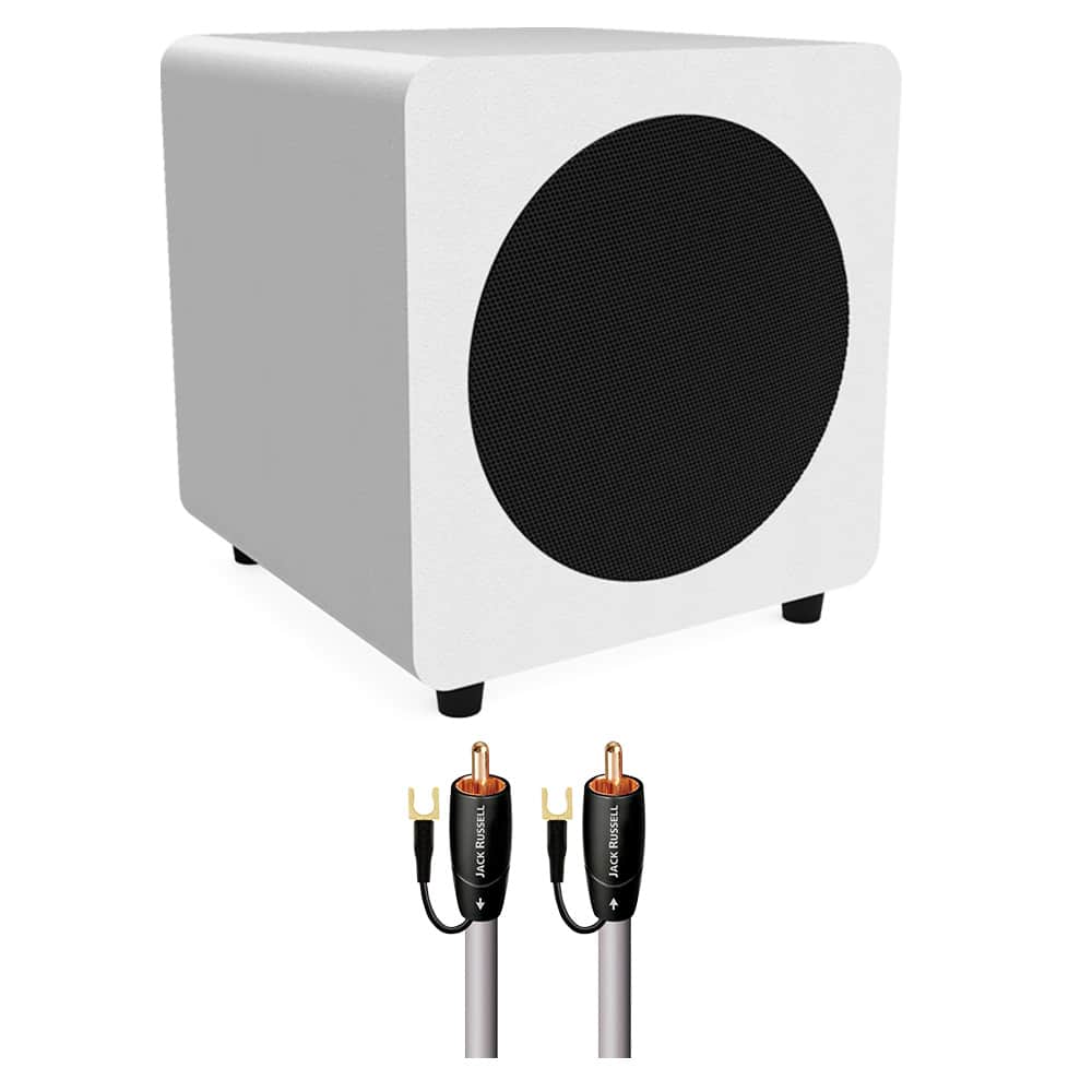 Kanto SUB8 8" Powered Subwoofer Bundle with AudioQuest Jack Russell 4m - Matte White