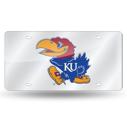 Front. Rico Industries - Kansas Jayhawks Mirrored Laser Cut License Plate Laser Tag - Multi.
