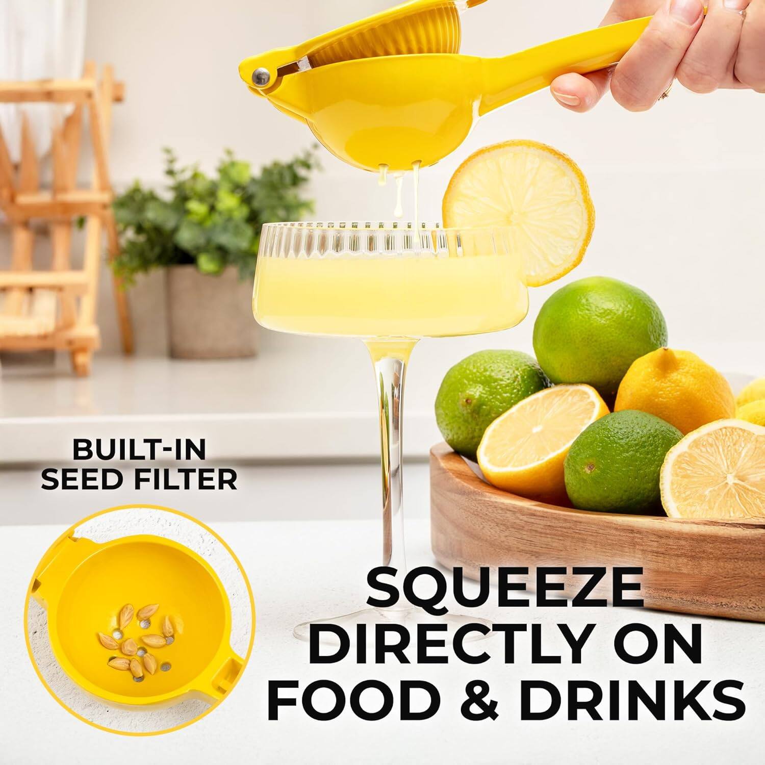 BUILT-IN SEED FILTER

SQUEEZE DIRECTLY ON FOOD & DRINKS