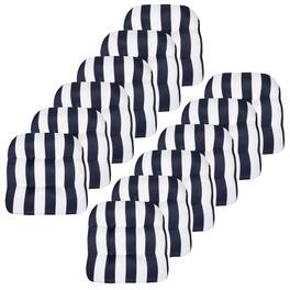 Sweet Home Collection - Havana Stripe Patio Cushions Indoor/Outdoor Tufted 19" x 19", 12-Pack - Navy/White