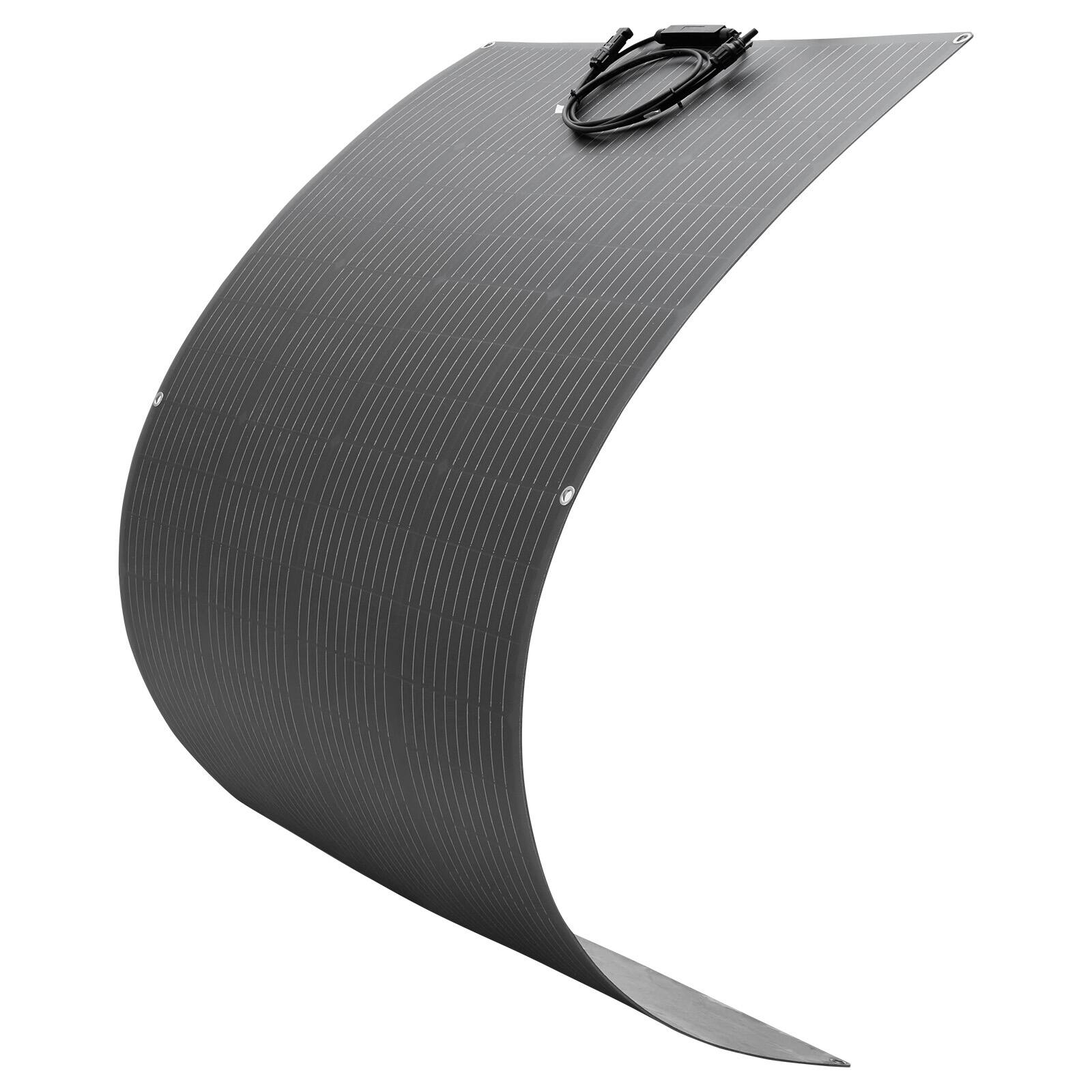 Front. VEVOR - Flexible Solar Panel, 200W Semi-Flexible Bendable Monocrystalline Solar Panel, 21.9% Efficiency Mono Off-Grid Charger - Black.