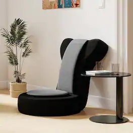 Costway - Lazy Sofa Chair with Adjustable Headrest & Backrest, Sponge Padded Seat,Metal Frame - Black + Gray