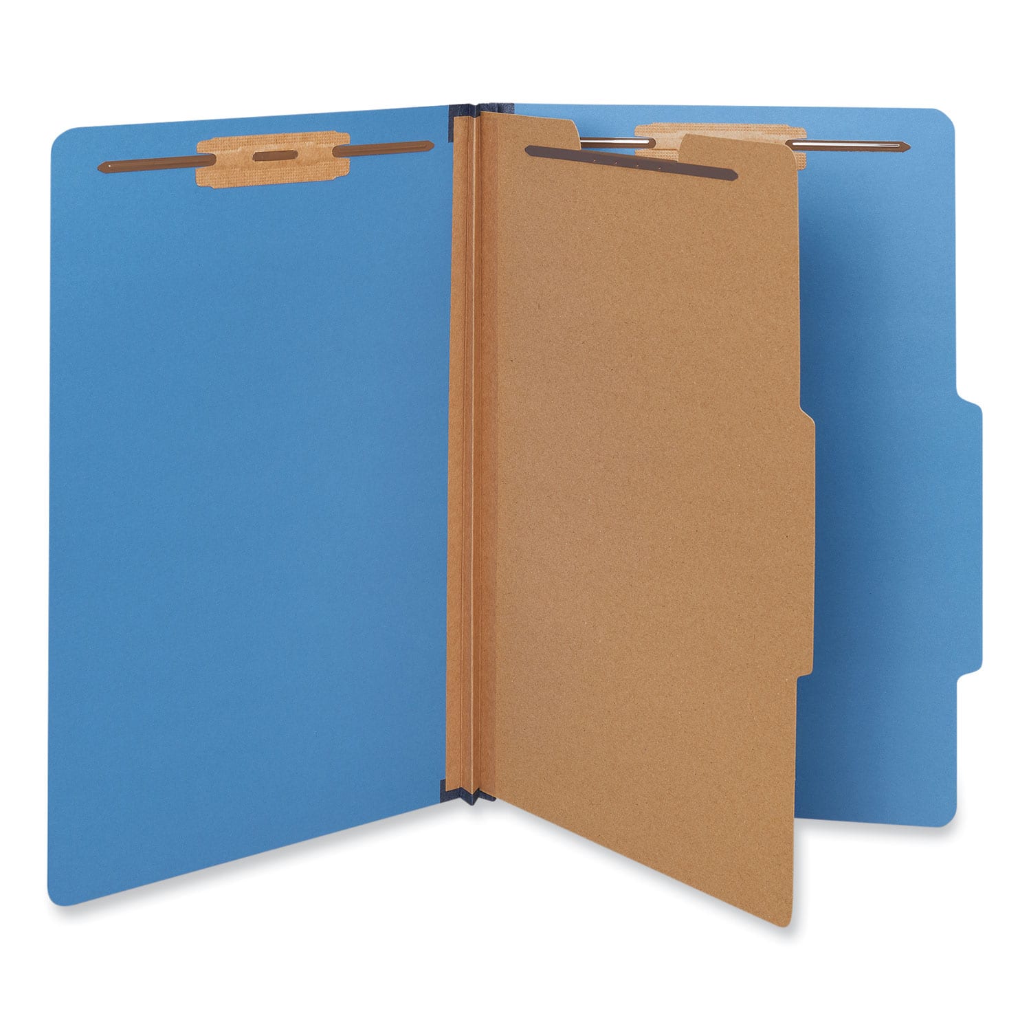 Universal - Bright Colored Pressboard Classification Folders, 2" Expansion, 1 Divider, 4 Fasteners, Legal Size, Cobalt Blue, 10/Box