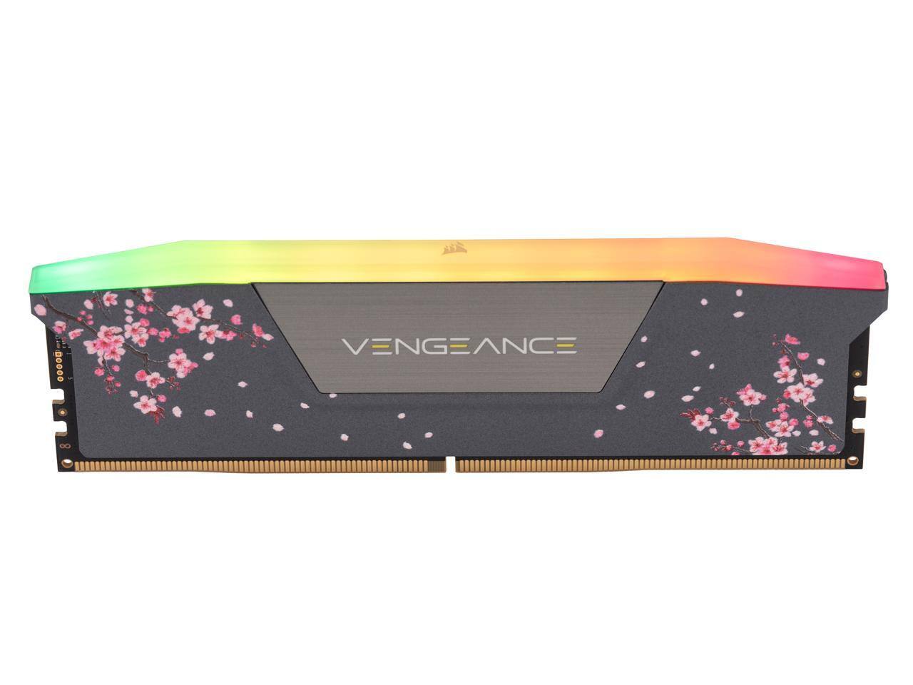 Alt View 3. CORSAIR - CORSAIR Vengeance RGB 32GB DDR5 6000MHz Cherry Blossom RAM - Gray - Gray.