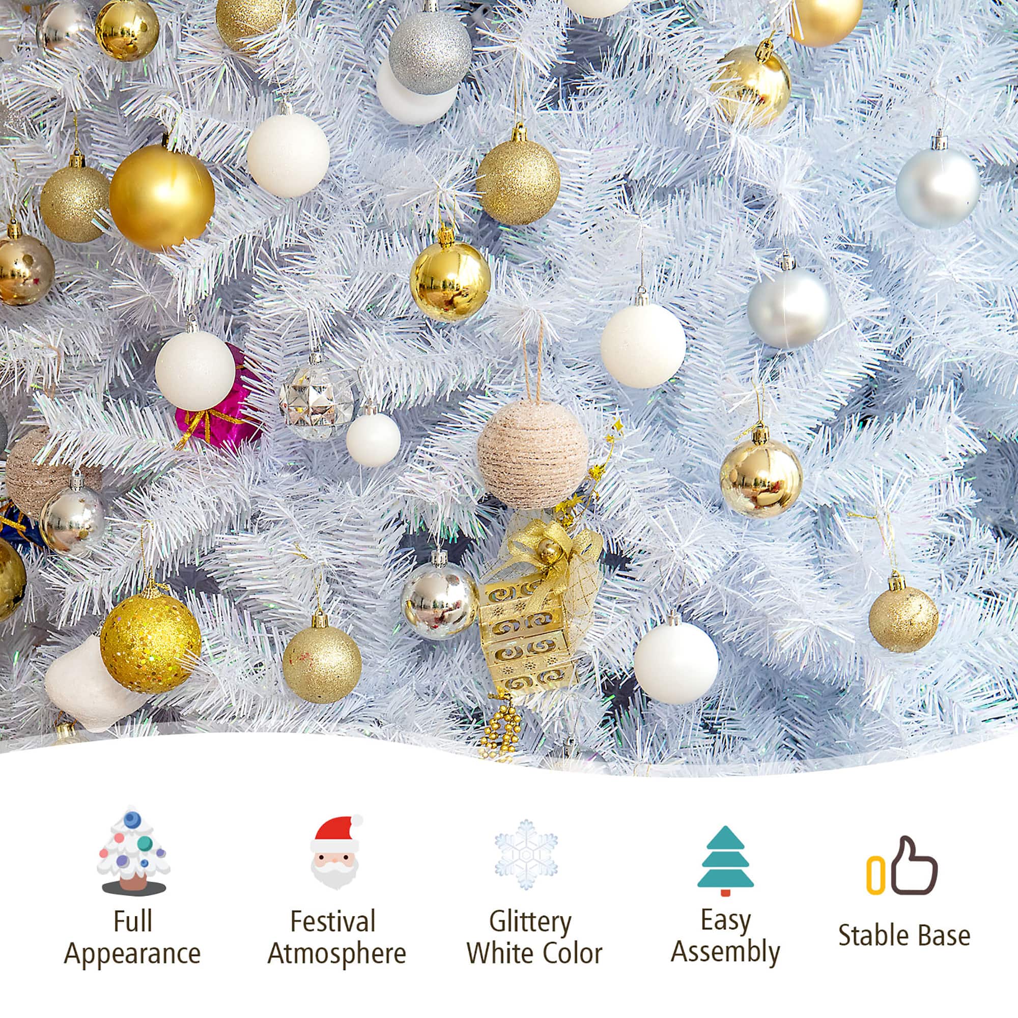 ✳︎new arrival✳︎christmas treeクリスマスツリー Costway 8ft Iridescent Tinsel Artificial Christmas Tree with 1636