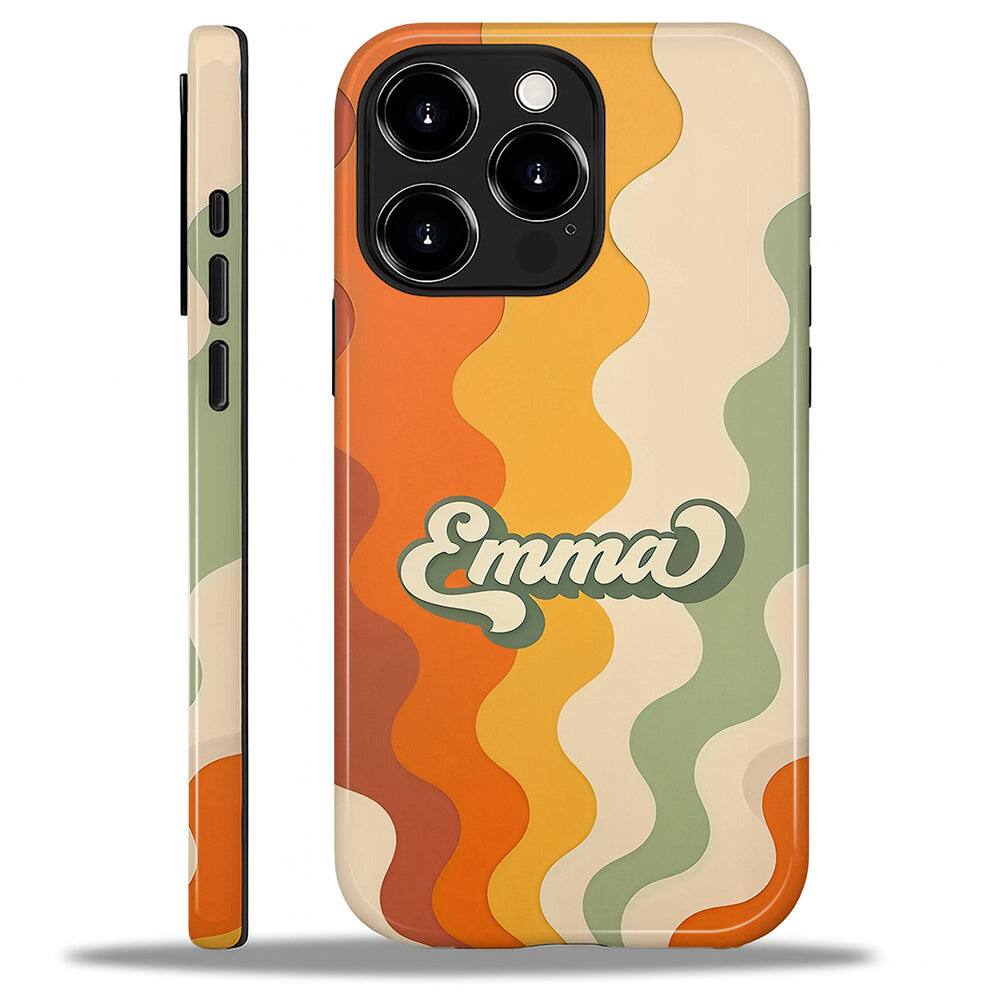 BUBM - Smartphone Case for iPhone - 2-Layer Durable Smartphone Protection Case - Retro Name Wave - Retro Name Wave for iPhone 15 Pro Max