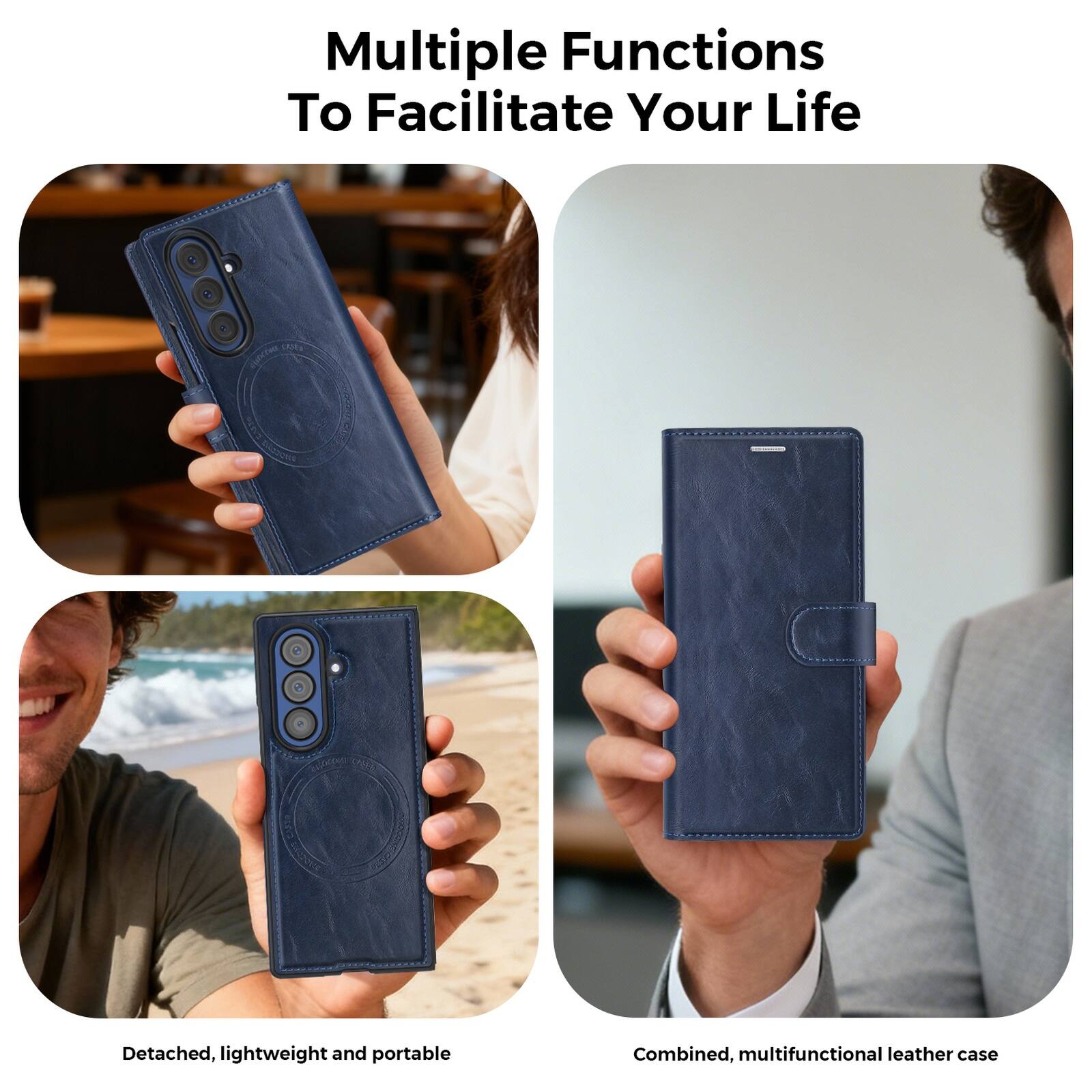 Multiple Functions To Facilitate Your Life

Detached, lightweight and portable

Combined, multifunctional leather case