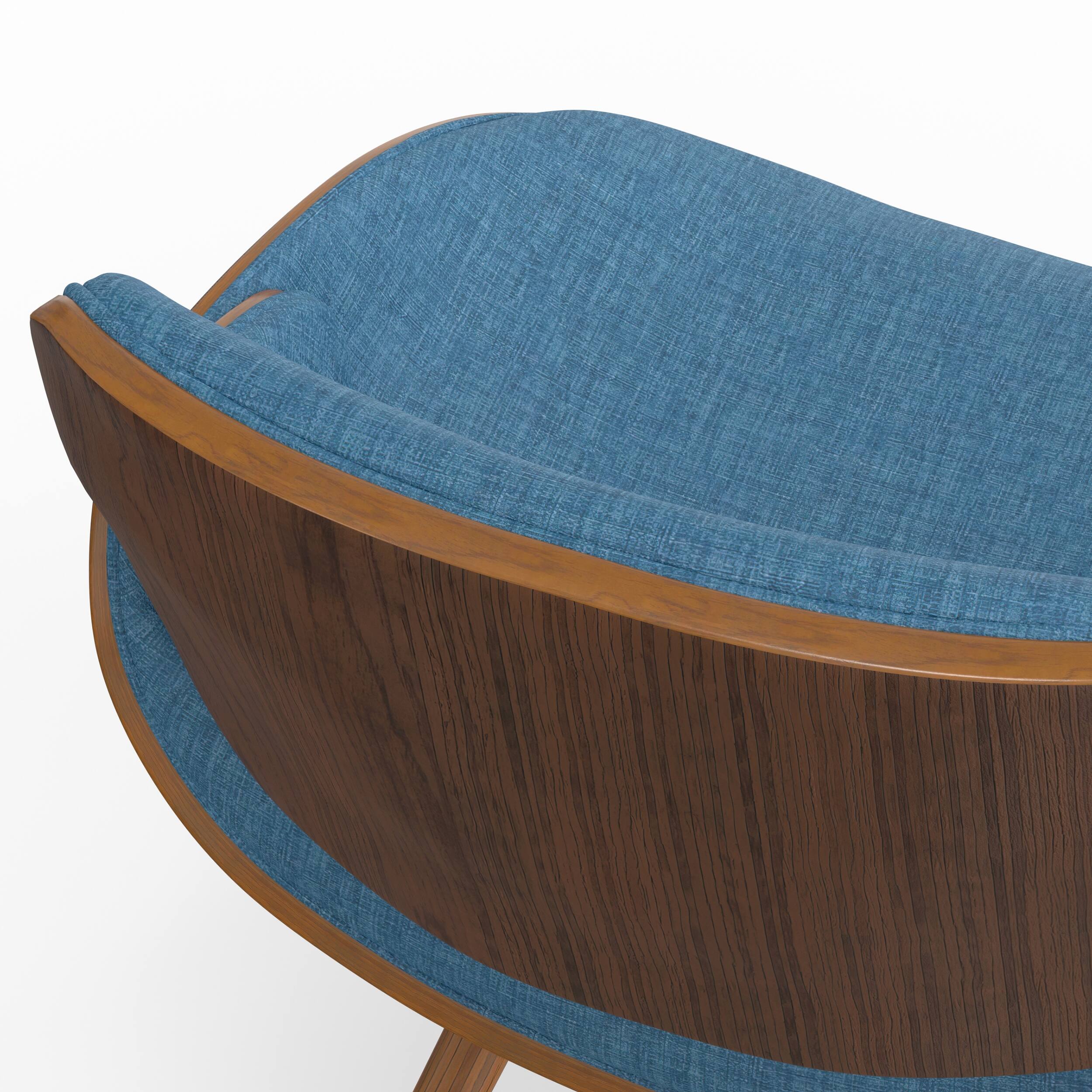 Alt View 6. Simpli Home - Malden Bentwood Dining Chair with Wood Back in Blue Linen Look Fabric - Blue.