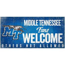 Fan Creations - MTSU Blue Raiders 6" x 12" Fans Welcome Sign - Multicolor