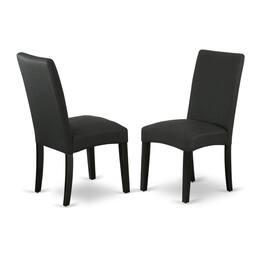 East West Furniture - 6-Pc Modern Dining Set- 4 Mid Century Dining Chairs with Black Linen Fabric Seat and Stylish Chair - Multi-Color