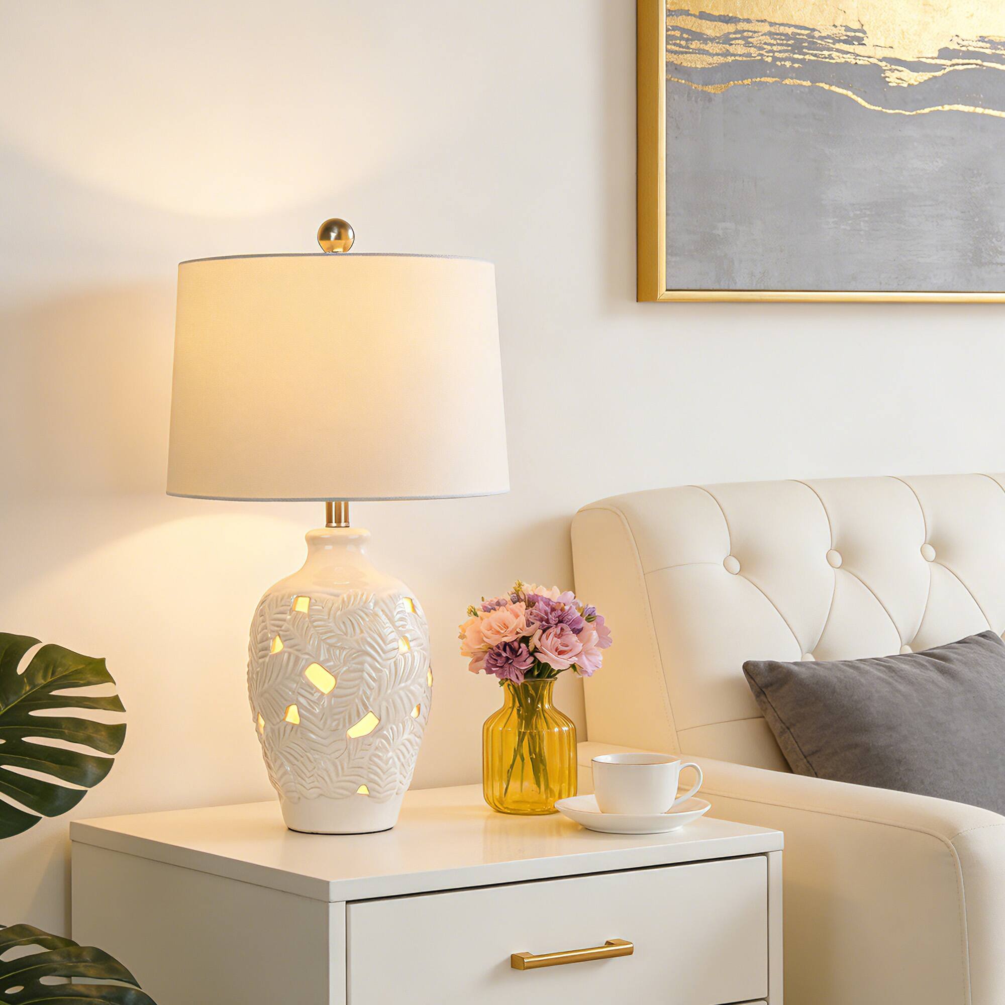 Alt View 3. partphoner - Modern Ceramic Table Lamp - White.