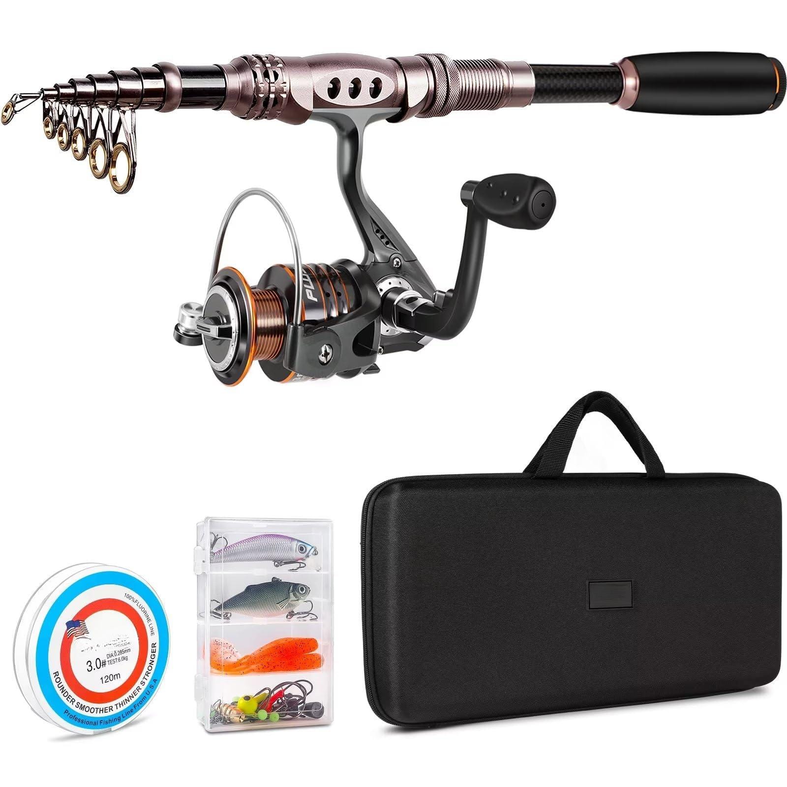 NICHOLAS KLEIN - Fishing Rod And Reel Combos Carbon Fiber Telescopic Pole With Combo Sea Saltwater Freshwater Kit - Full Kit with Carrier Case 8.86 ft Ambidextrous