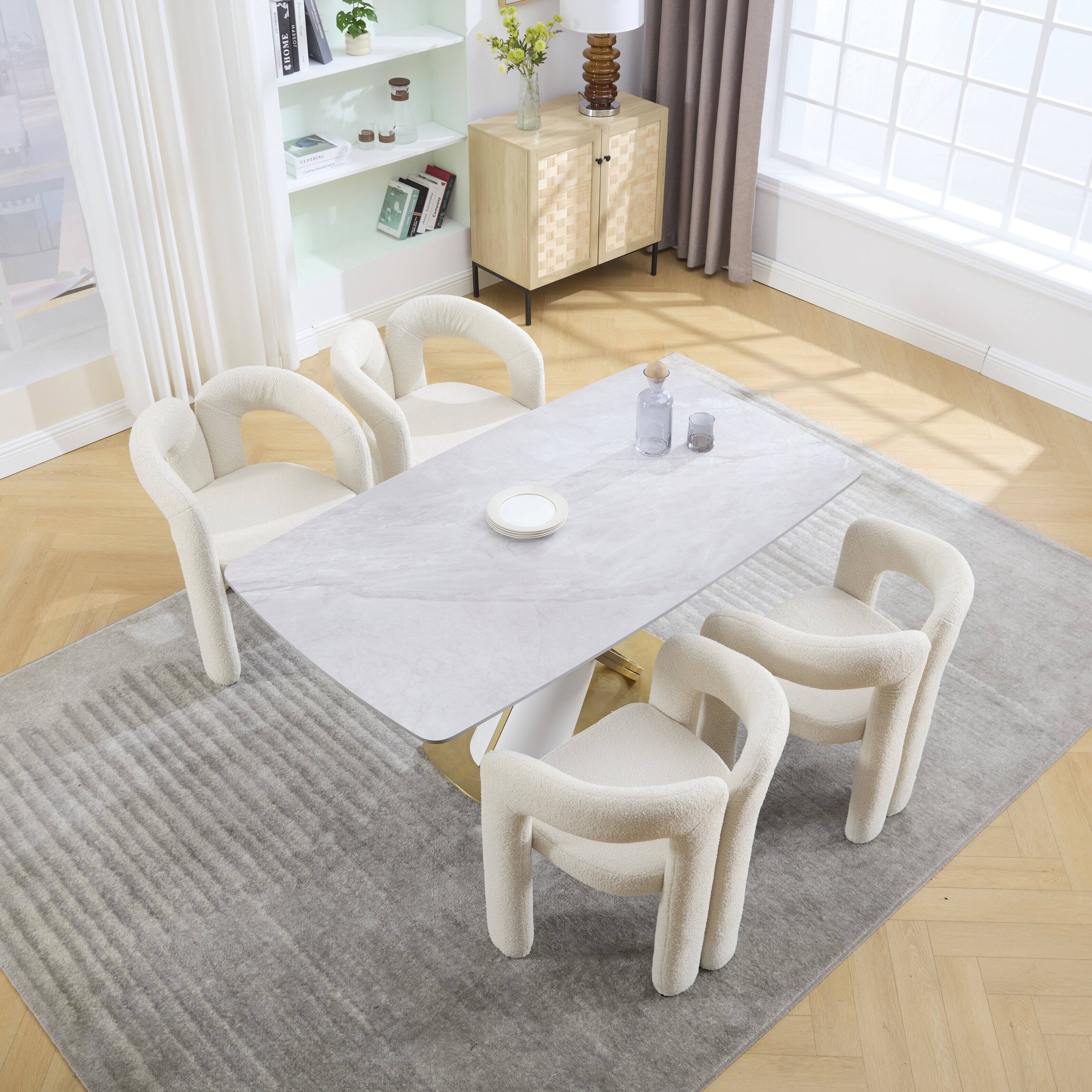 Alt View 5. Trinkets Crazed - Modern Barrel Dining Chairs Set of 2, Teddy Velvet Fabric Upholstered Kitchen  Accent Chairs with Arms/Open Back - Beige.