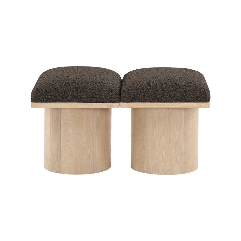 Alt View 1. Meridian Furniture - Pavilion Brown Boucle Fabric Bench - Brown.