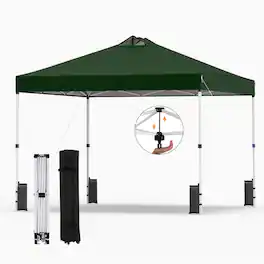 Gymax - 10x10 FT Pop Up Canopy Tent 1-Person 1-Button Push Instant Setup w/ 4 Sandbags - Green