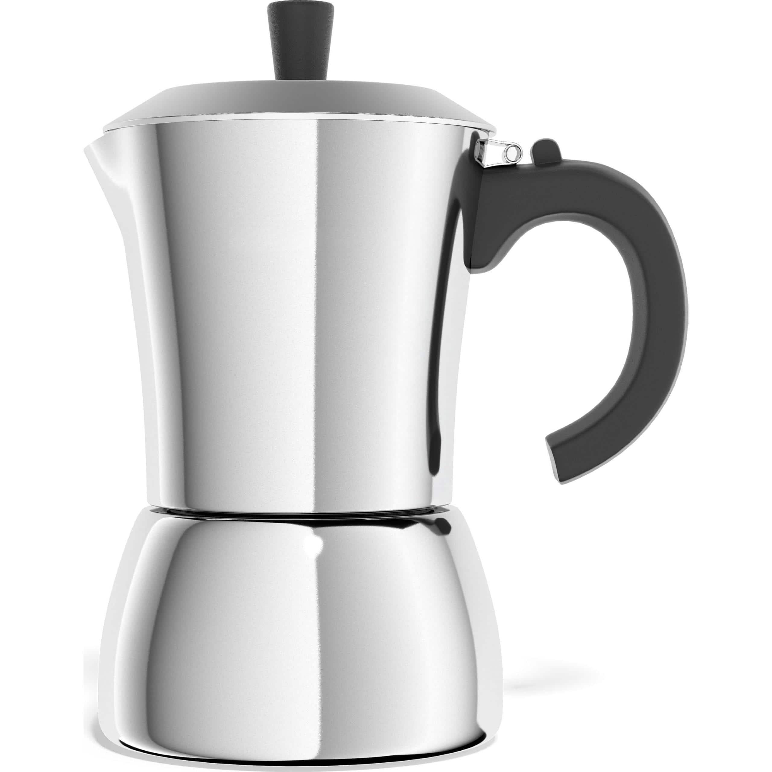 Dapper Styles - Moka Pot - 6 Cup Stovetop Espresso Coffee Maker Stainless Steel Italian And Cuban Mocha - Default