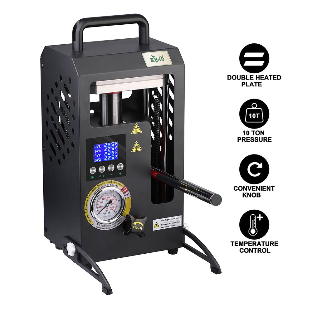 - DOUBLE HEATED PLATE
- 10T PRESSURE
- CONVENIENT KNOB
- TEMPERATURE CONTROL

- PVL 225F
- SV1 225F
- SV2 225F

- 10 TON PRESSURE

- RELEASE

- Use the knob to adjust the temperature and pressure.