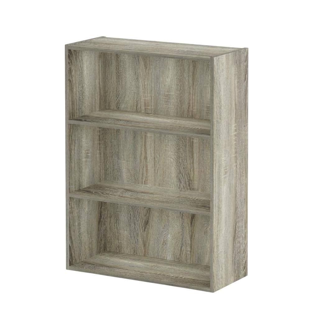 Front. FurniFact - Wood Bookcase with Open Shelves in Sonoma Oak Finish - Sonoma Oak.