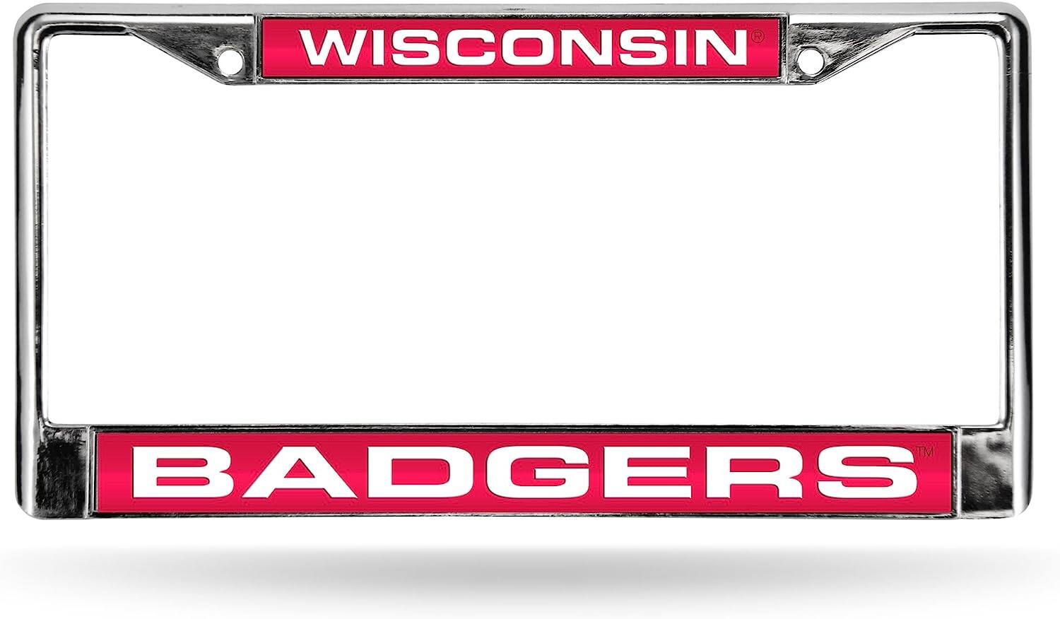 Wisconsin Badgers Chrome Metal Laser Cut License Plate Frame