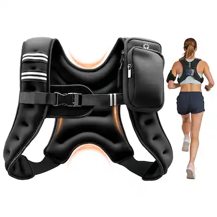 Front. VEVOR - Weighted Vest, 10 lbs Body Weight Vest for Men Women, with Reflective Stripe, Adjustable Buckle, Workout Equipment - Black.