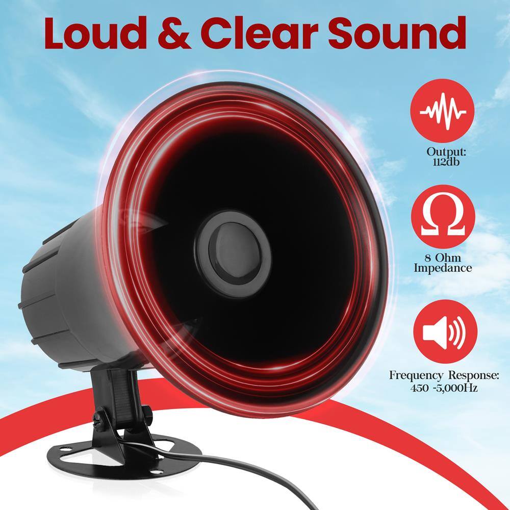 Loud & Clear Sound

- Output: 112dB
- 8 Ohm Impedance
- Frequency Response: 450 - 5,000Hz