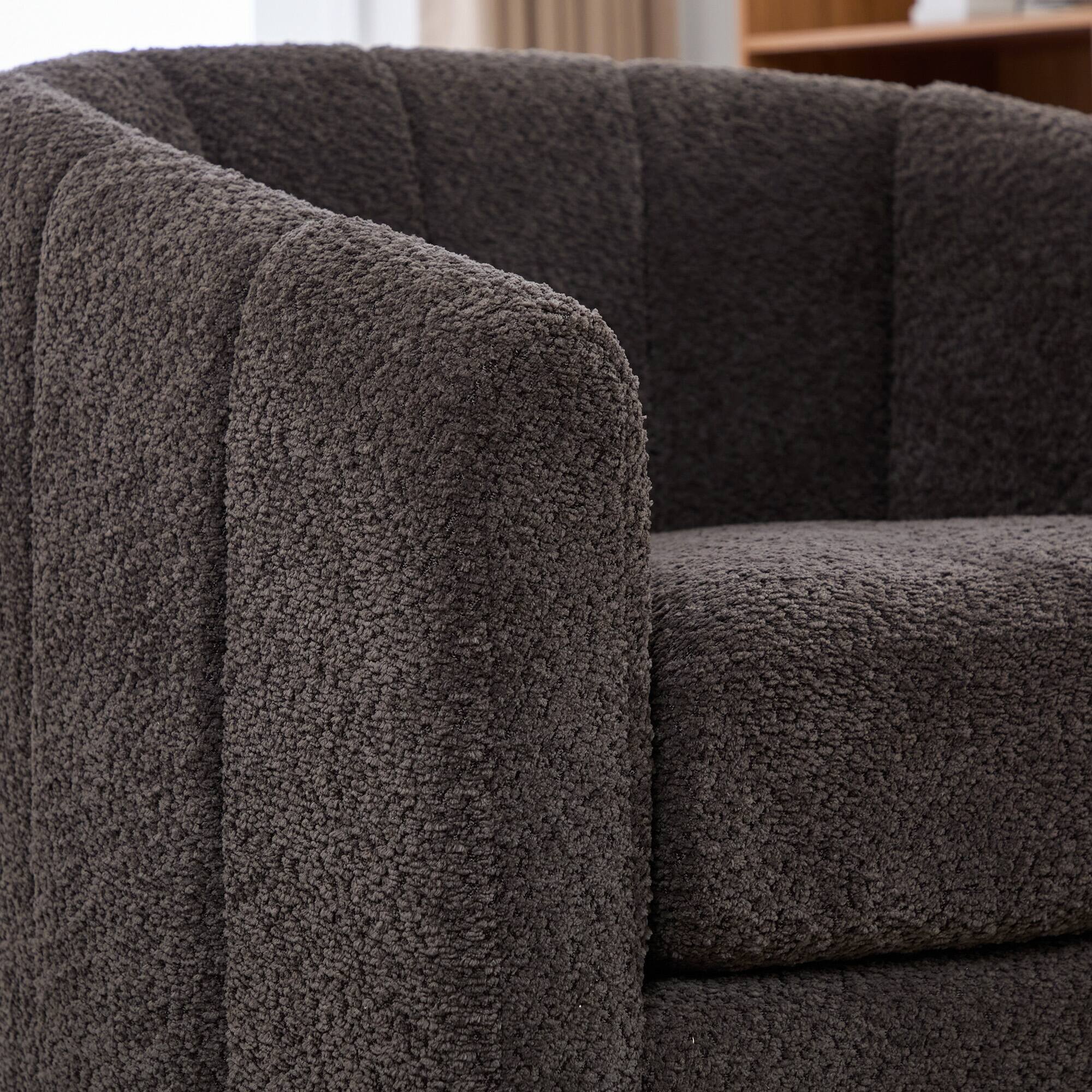 Alt View 4. Boyel Living - Chenille Swivel Barrel Accent Chair with Tufted Round Back and Metal Base, 31.89 in. - Charcoal.