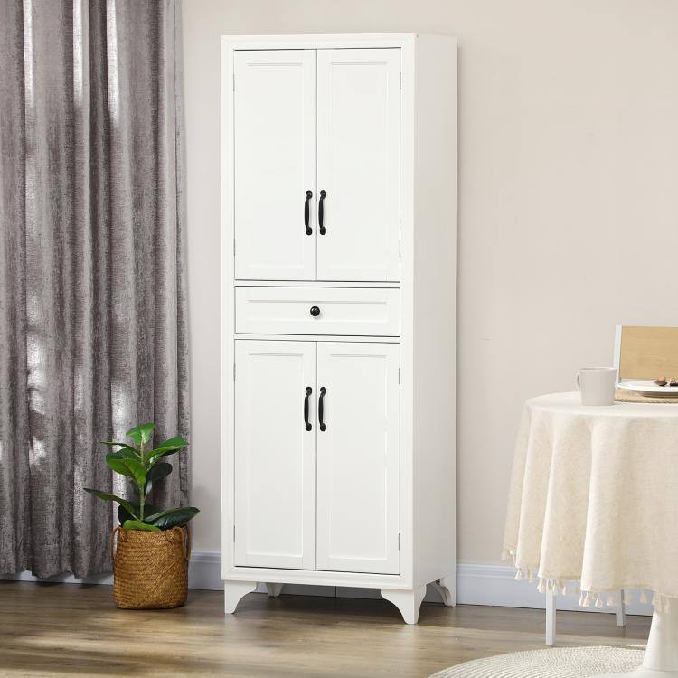 Alt View 2. PULUZ - 67 inch 4-Door Kitchen Pantry with Drawer and Adjustable Shelves - White.