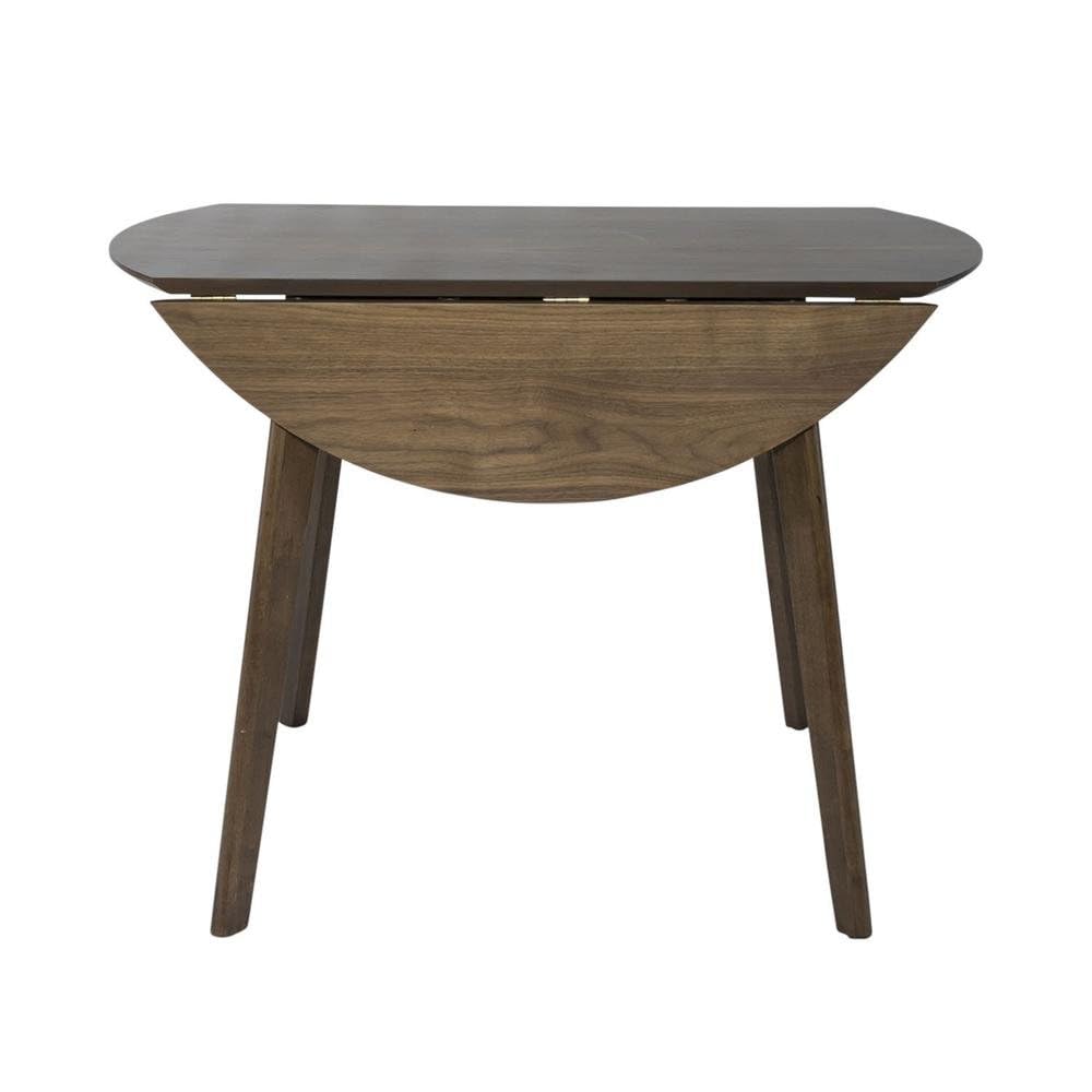 Alt View 1. Starlight Canyon Home - Round Dining Table with Drop Leaves – Small Round Kitchen Table in Brown - Brown.