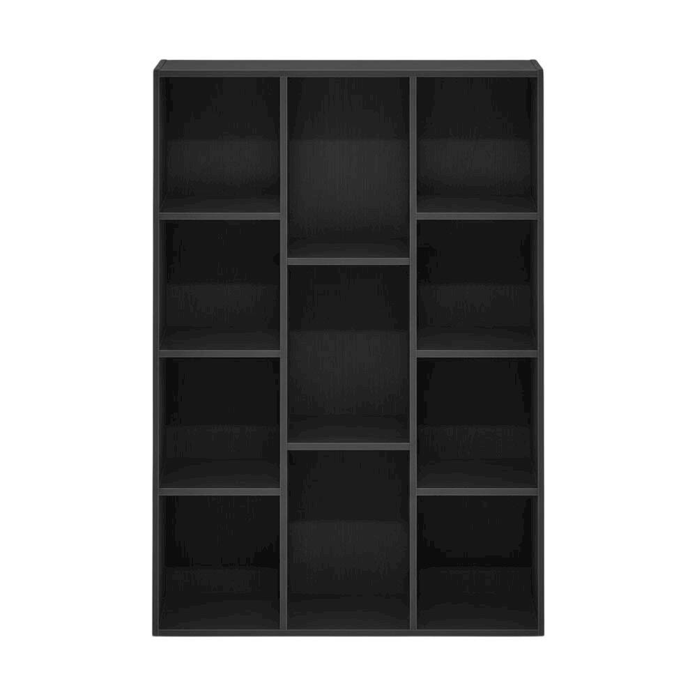 Back. FurniFact - Black Manufactured Wood Bookcase with Open Shelving and Modern Design - Blackwood.