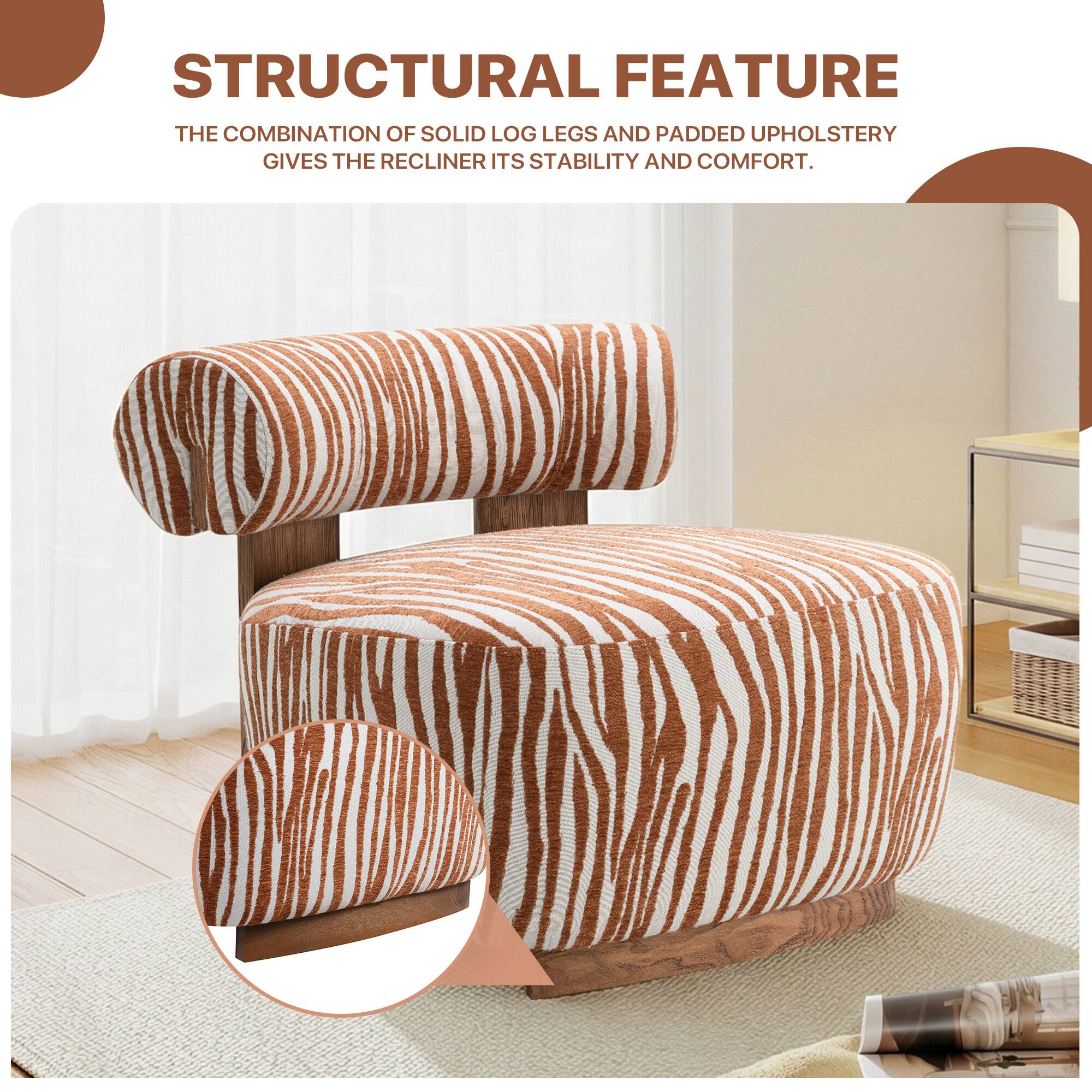 STRUCTURAL FEATURE

THE COMBINATION OF SOLID LOG LEGS AND PADDED UPHOLSTERY GIVES THE RECLINER ITS STABILITY AND COMFORT.